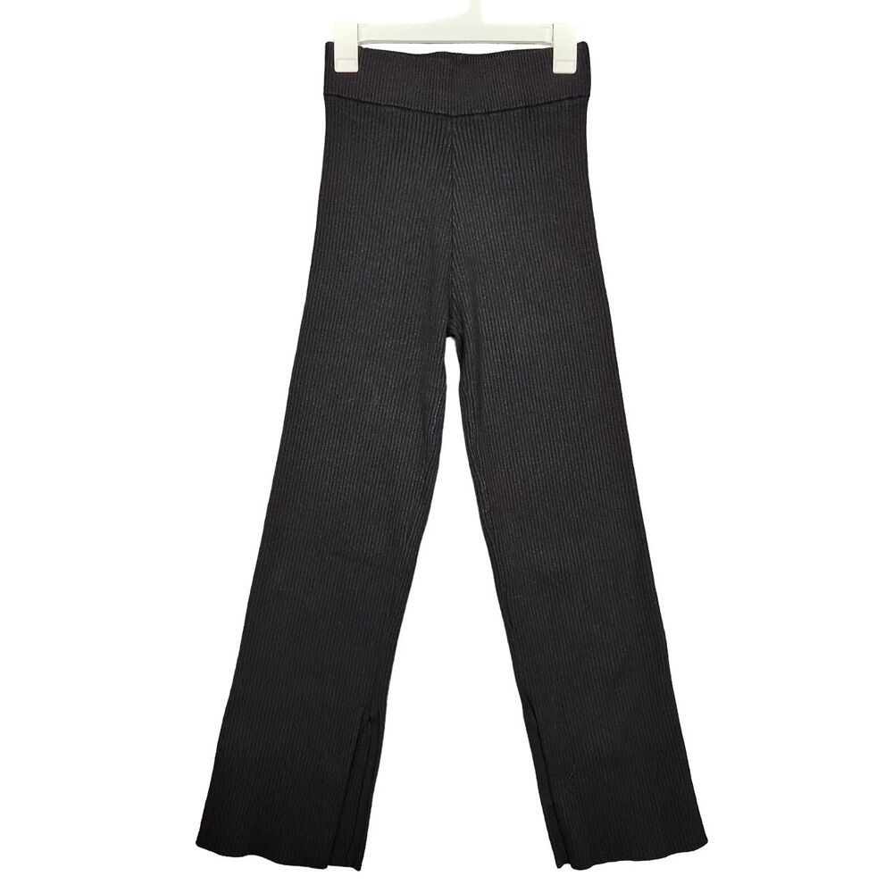 4TH & RECKLESS Black Sweater Rib Knit Split Hem Pull On Lounge Pants SIZE 6